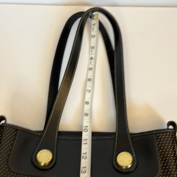 Dooney & Bourke Vintage Cabriolet Black Perforated Leather Top Zip Tote Bag - Picture 9 of 14